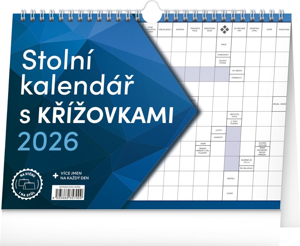 NOTIQUE Stolní kalendář s křížovkami s háčkem 2026, 30 x 21 cm