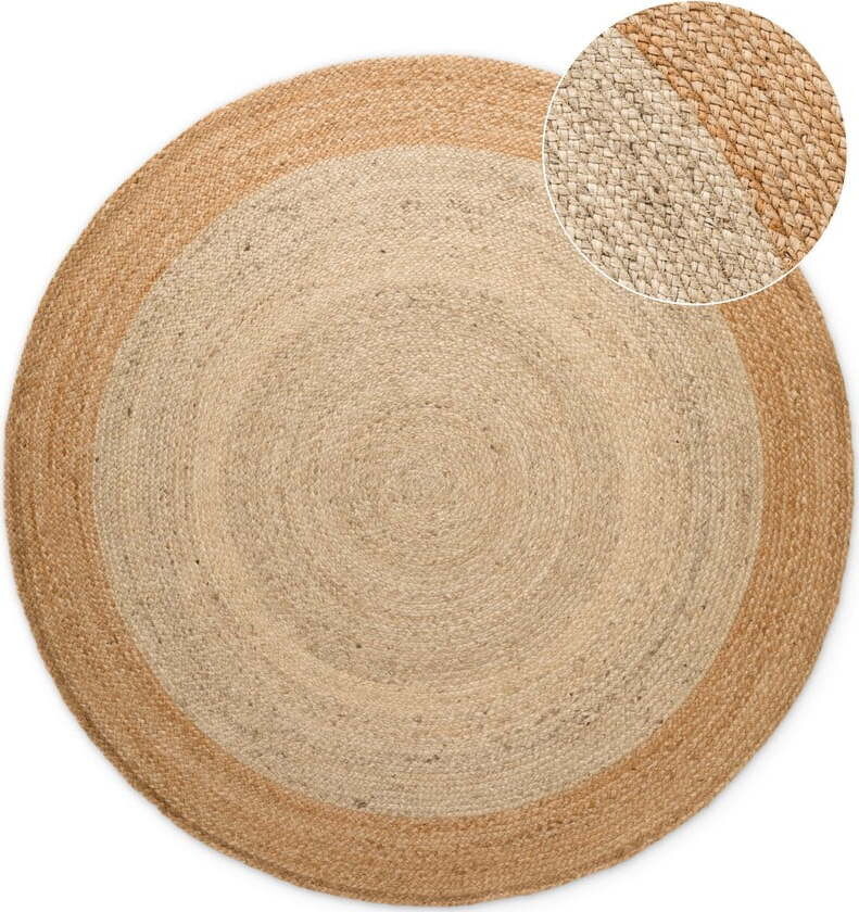 Oboustranný/ručně tkaný jutový kulatý koberec slonovinový ø 100 cm Jutta Ivory – Hanse Home