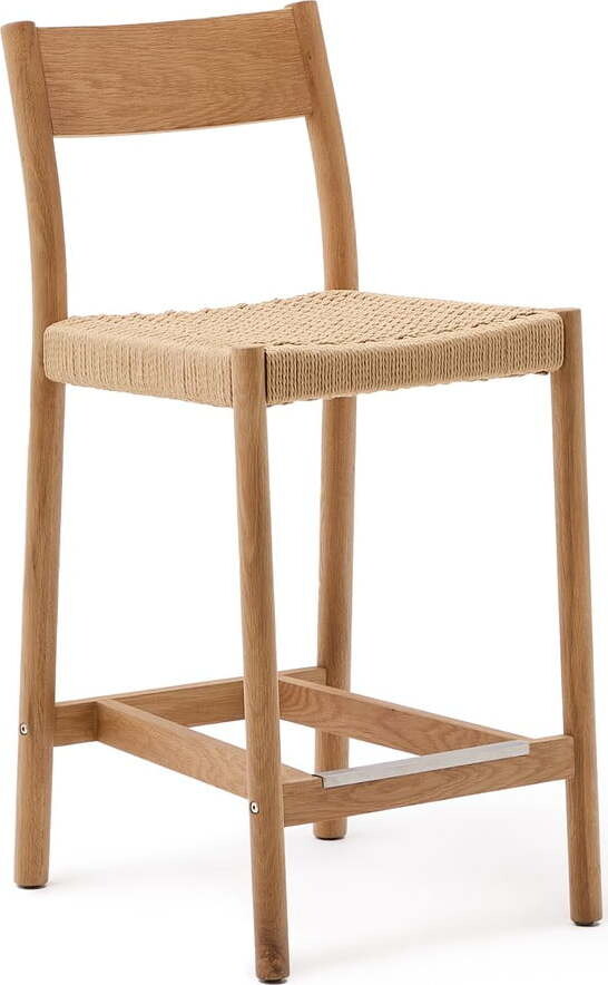 Barová židle z dubového dřeva v přírodní barvě (výška sedáku 65 cm) Yalia – Kave Home