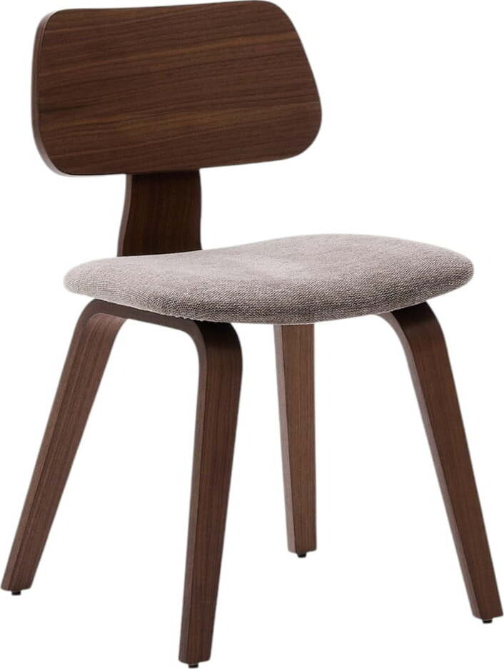 Béžová/tmavě hnědá jídelní židle v dekoru ořechu Gena – Kave Home