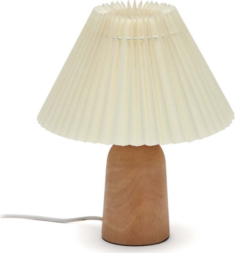 Béžová/v přírodní barvě stolní lampa z kaučukového dřeva s textilním stínidlem (výška 33 cm) Benicarlo – Kave Home