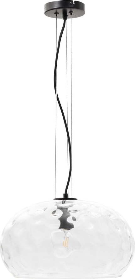 Černé závěsné svítidlo se skleněným stínidlem ø 40 cm Balma – Kave Home