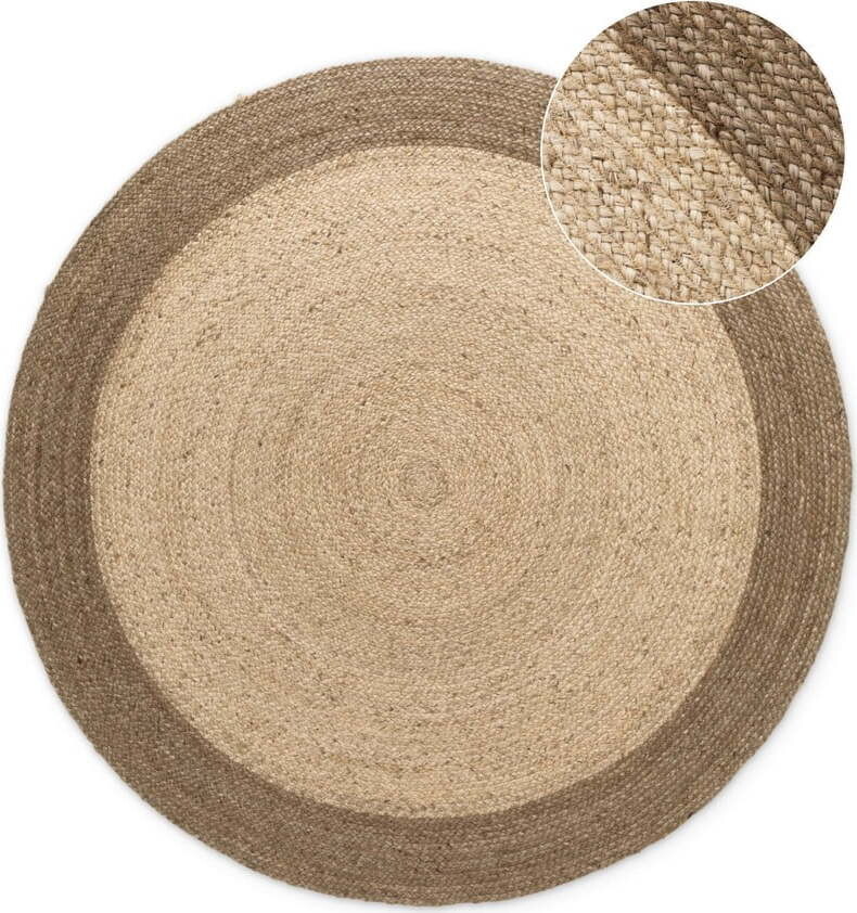 Oboustranný/ručně tkaný jutový kulatý koberec šedobéžový ø 160 cm Jutta Greige – Hanse Home