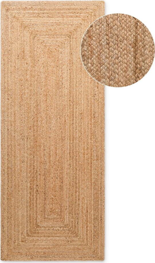 Oboustranný/ručně tkaný jutový běhoun v přírodní barvě 80x200 cm Sharmila Natural Brown – Hanse Home