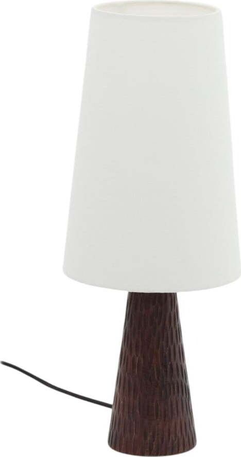 Bílá/tmavě hnědá stolní lampa s textilním stínidlem (výška 50 cm) Amire – Kave Home