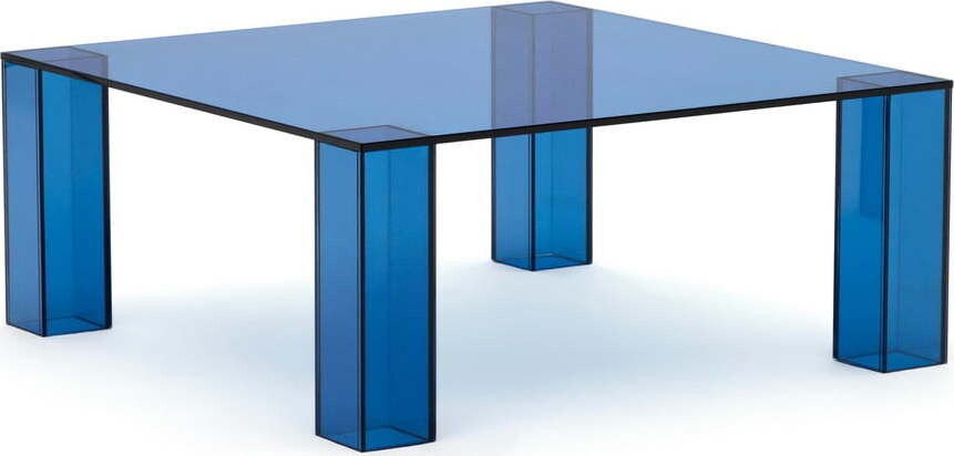 Modrý skleněný konferenční stolek 85x85 cm Adularia – Kave Home