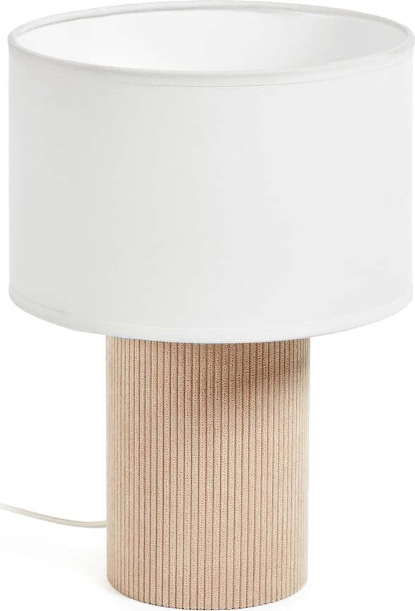 Bílá/béžová stolní lampa s textilním stínidlem (výška 29 cm) Bianella – Kave Home