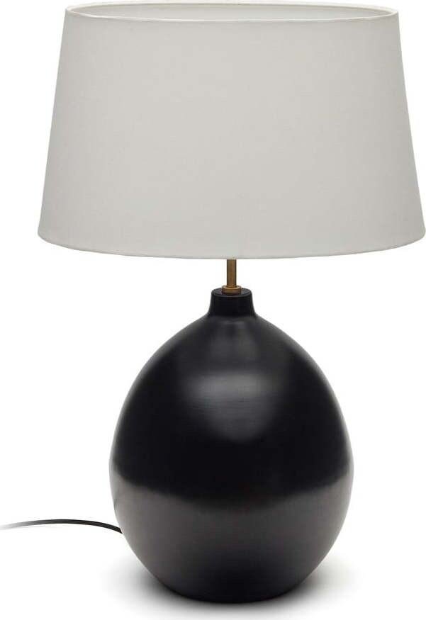 Černobílá stolní lampa s textilním stínidlem (výška 72 cm) Foixa – Kave Home
