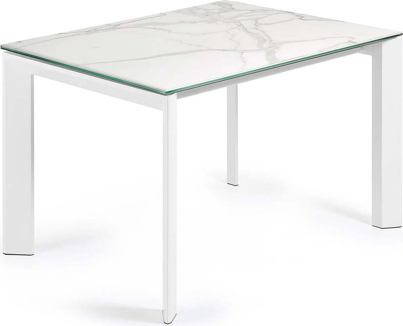 Rozkládací jídelní stůl s přídavnou deskou s deskou v dekoru mramoru 80x120 cm Axis – Kave Home