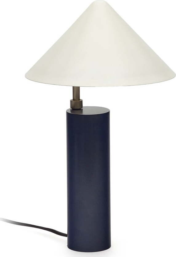 Tmavě modrá stolní lampa s kovovým stínidlem (výška 42 cm) Shiva – Kave Home