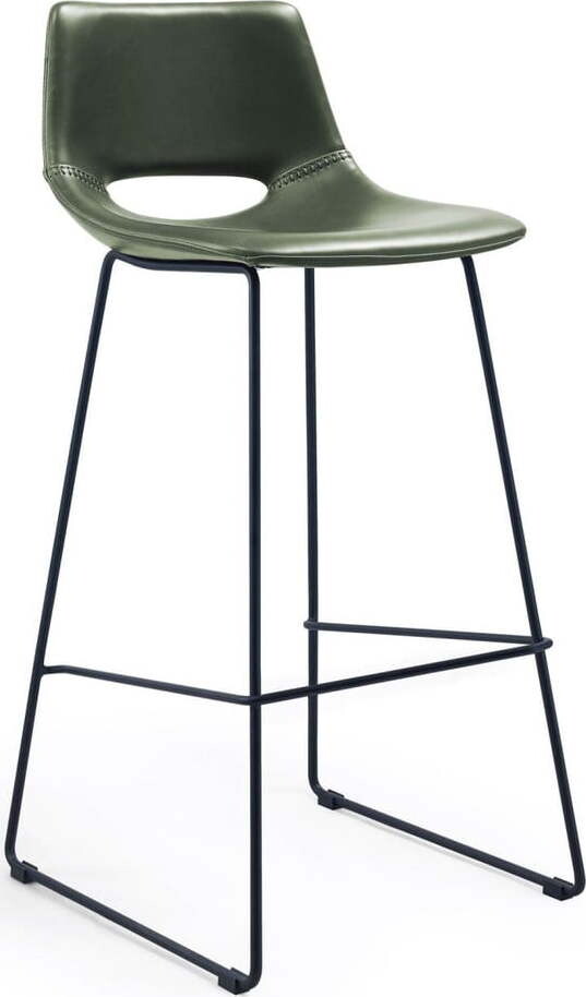 Khaki barová židle z imitace kůže (výška sedáku 76 cm) Zahara – Kave Home