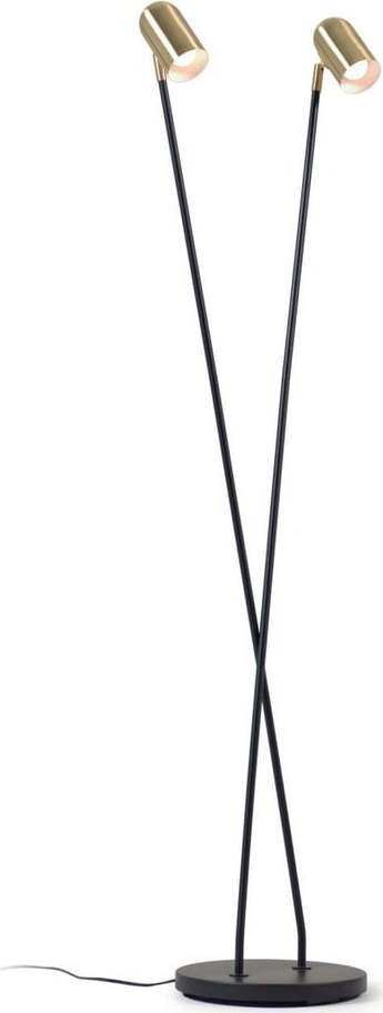 Černá/ve zlaté barvě stojací lampa s kovovým stínidlem (výška 152 cm) Clemence – Kave Home