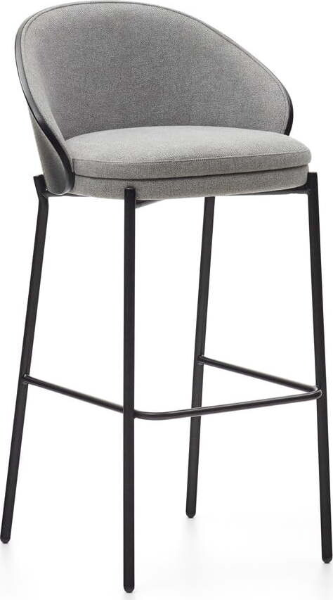Černá/šedá barová židle (výška sedáku 77 cm) Eamy – Kave Home