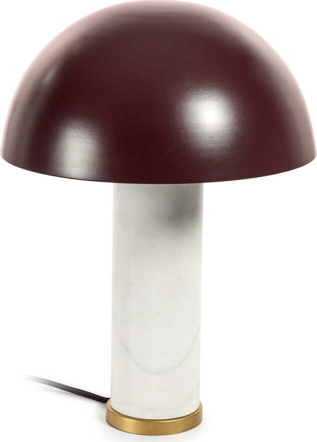 Bílá/tmavě hnědá mramorová stolní lampa s kovovým stínidlem (výška 43 cm) Zorione – Kave Home