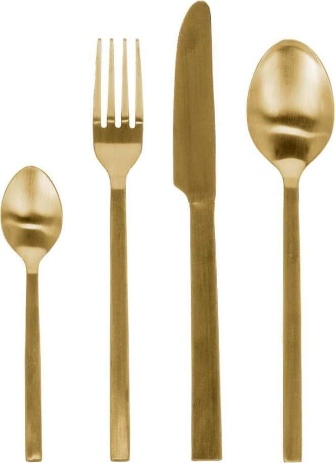 Nerezový příbor 16 ks ve zlaté barvě Lite – Kave Home