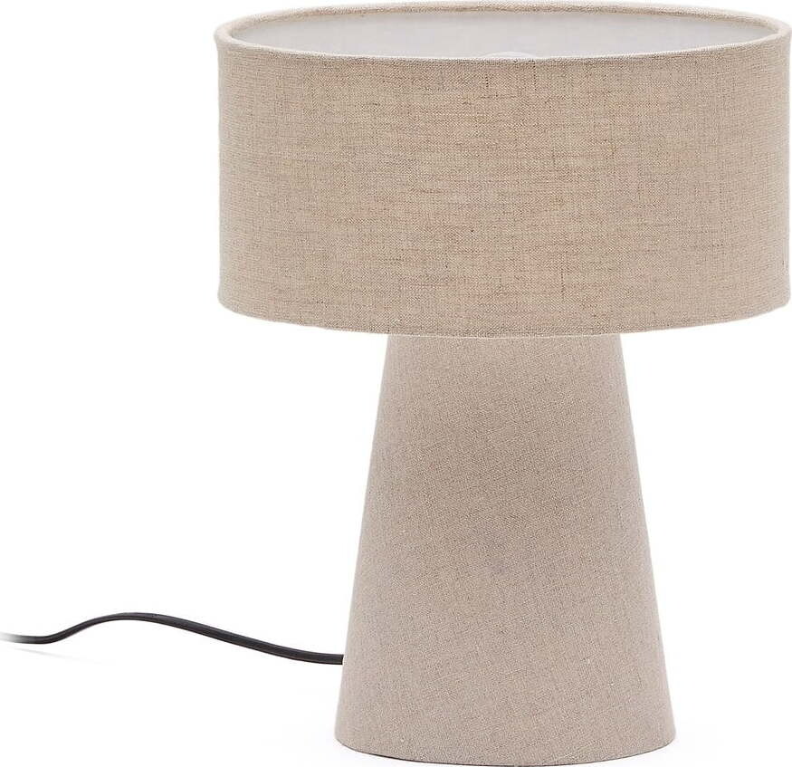 Stolní lampa šedobéžová s textilním stínidlem (výška 35 cm) Algaida – Kave Home