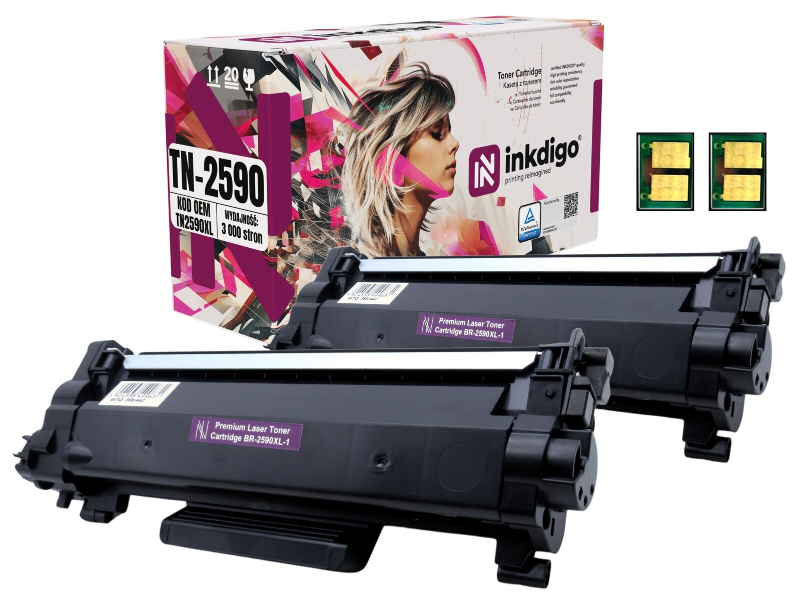 2x Náhradní Toner TN2590 XL Pro Tiskárnu Brother HL-L2442DW DCP-L2622DW