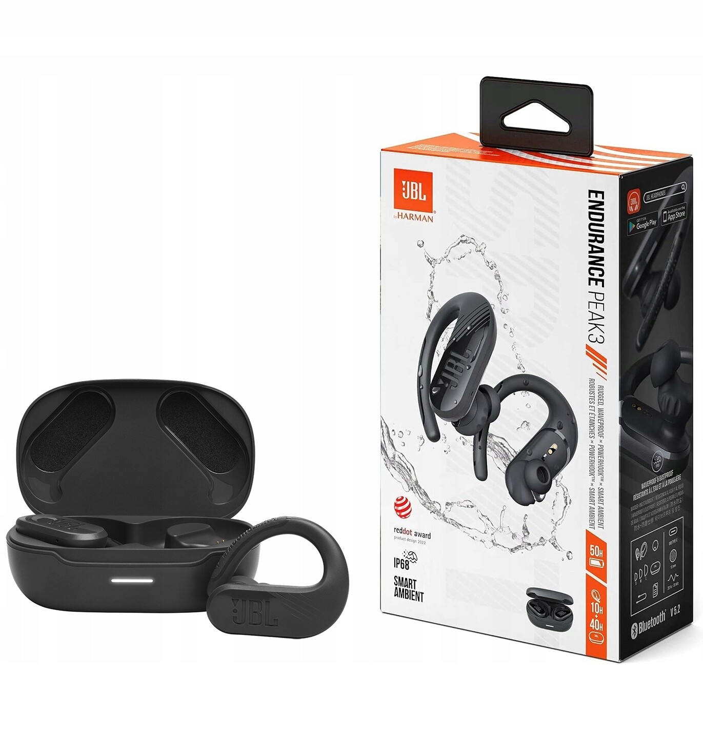 Sluchátka Jbl Endurance Peak 3 bezdrátová, sportovní, černá