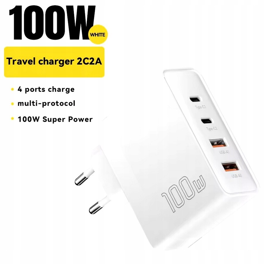 Originální Rychlá Síťová Nabíječka Essager 100 W Bílá