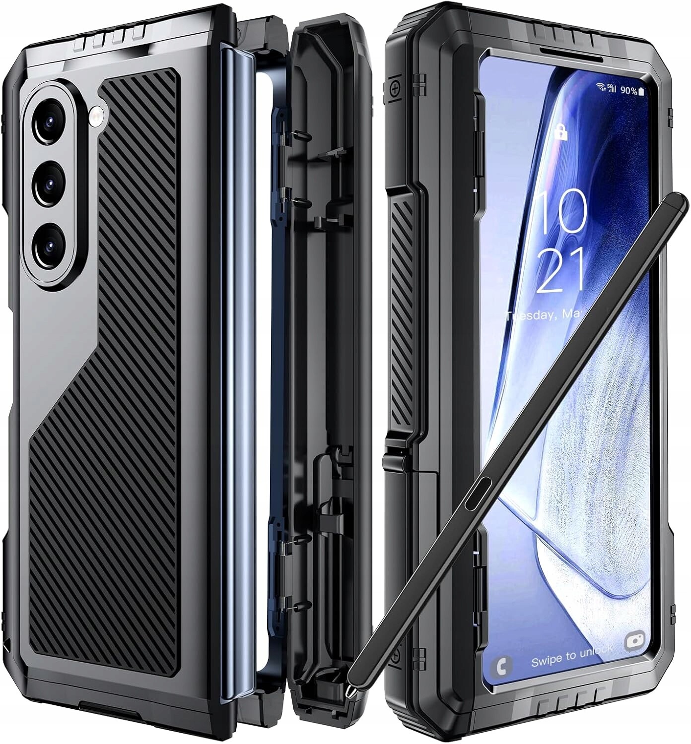 Beeasyy pouzdro 360 pro Samsung Galaxy Z Fold 5, pancéřované, voděodolné, kovové