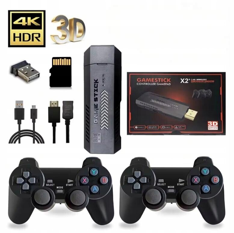 Konzola Retro Game Stick X2 Hdmi 4K 64 Gb 35 tisíc her GD10 Plus 2 Pady