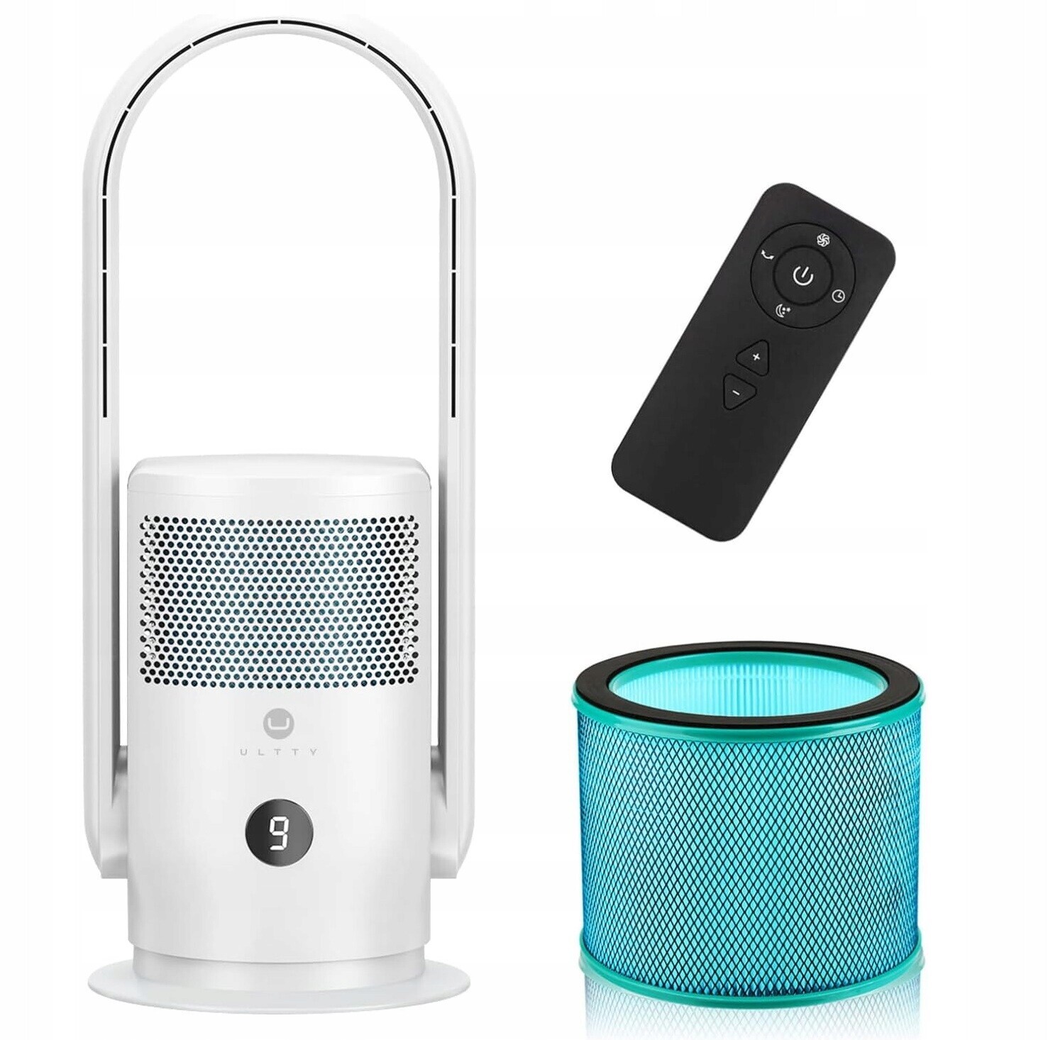 Čistič Vzduchu Filtr Hepa bílý otočný ventilátor tichý dálkové ovládání