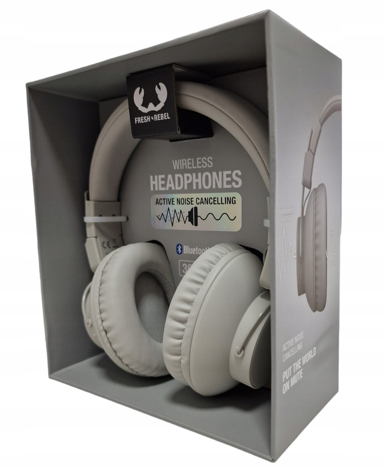 Fresh n Rebel Bezdrátová sluchátka přes uši, velká, s potlačením šumu, bílá