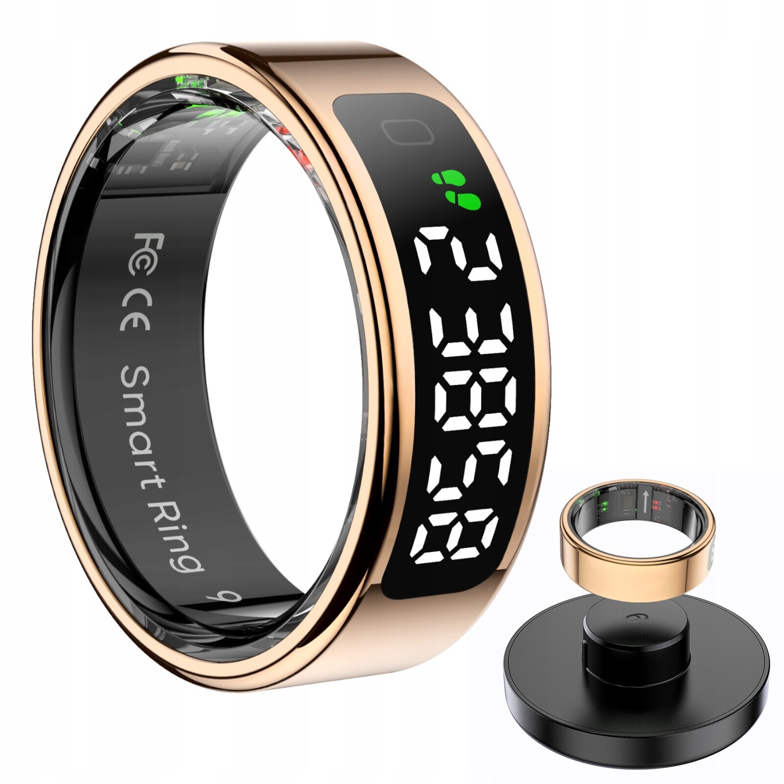 Inteligentní prstenec Smart Ring Led displej zlatý Rose Gold r 12 28