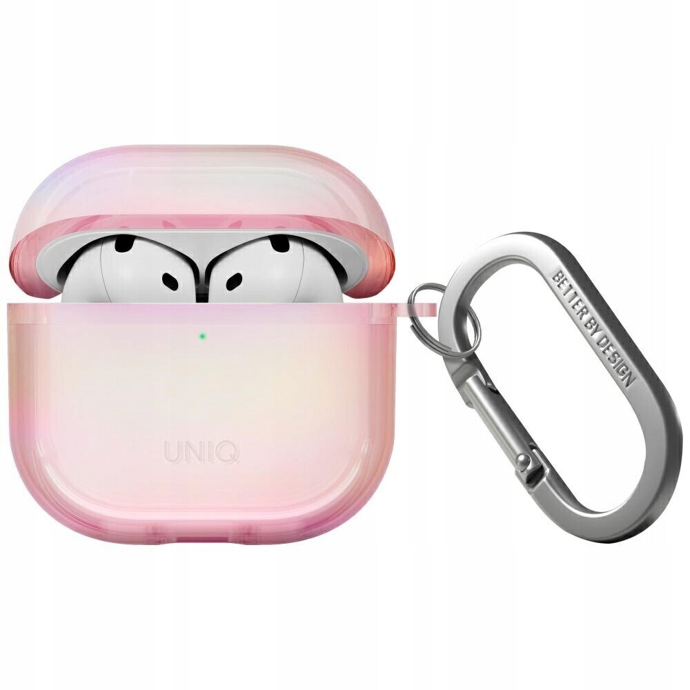 Pouzdro Uniq Iridescia pro AirPods 4 Hang Case pink hranolové