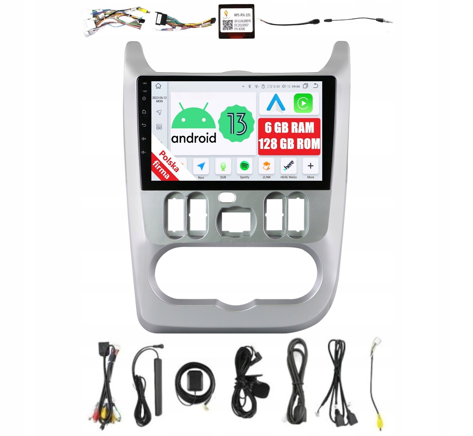 Rádio 2DIN Navigace Android Dacia Logan I Sandero 1 A 6 Gb Carplay Dsp Lte