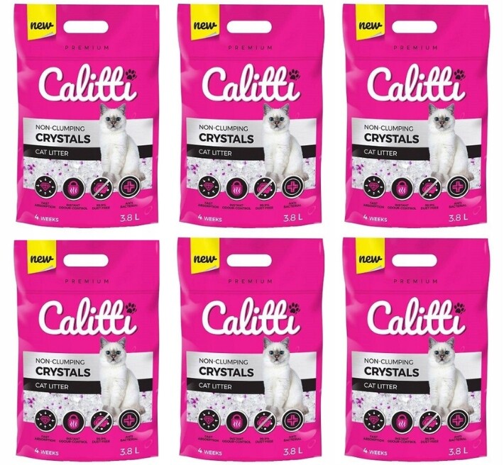 Calitti Crystal Silikonové stelivo Bezprašné Nehrudkující kočka 6 x 3,8l