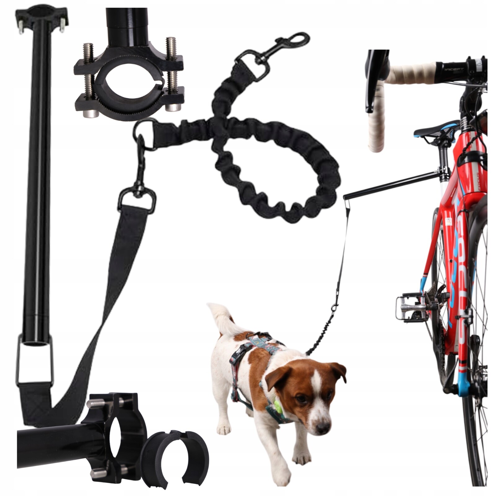 Vodítko na kolo pro psa, výložník, tyč na kolo pro procházky s tlumičem nárazů