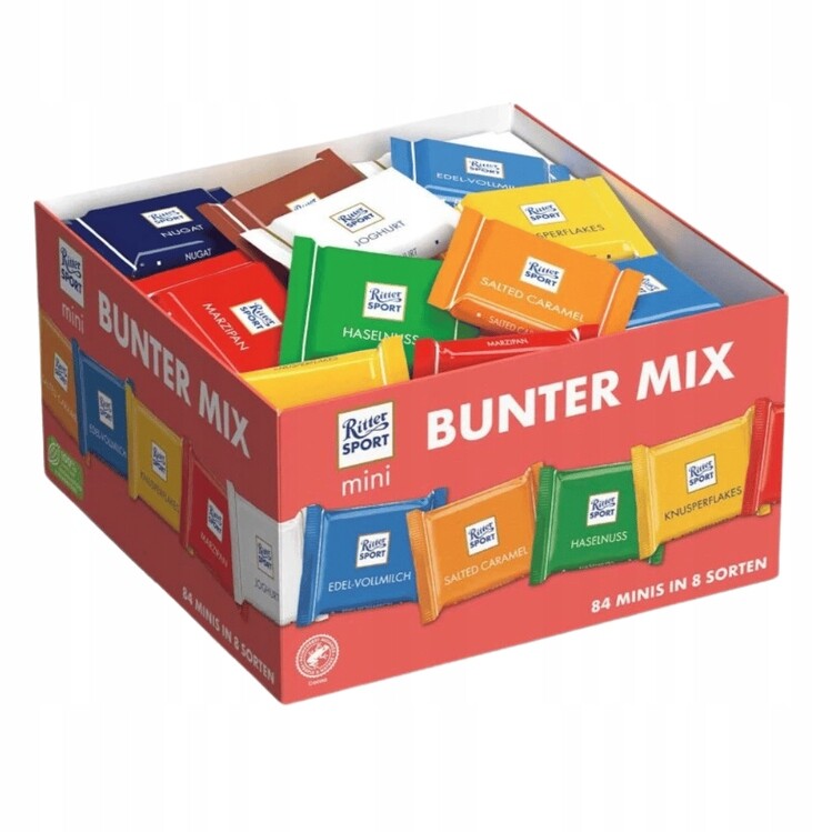Čokoládky Ritter Sport Bunter Mini Mix x 84 ks
