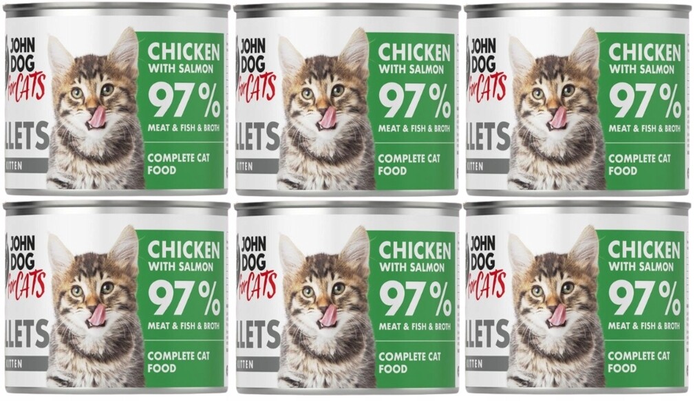 John Dog For Cats mokré krmivo pro koťata Kuře S Lososem filety 12x140 g