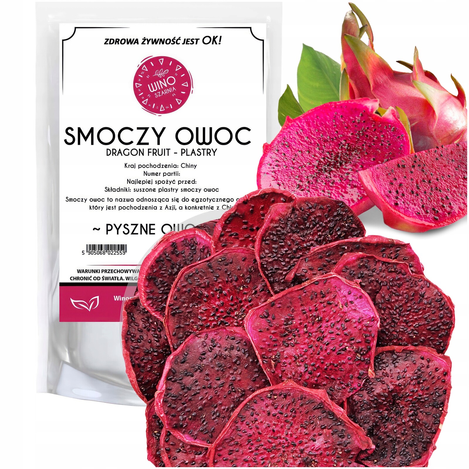 Dračí Ovoce Pitahaya Dragon Fruit Sušené Plátky Pitahaya Ovoce 1kg