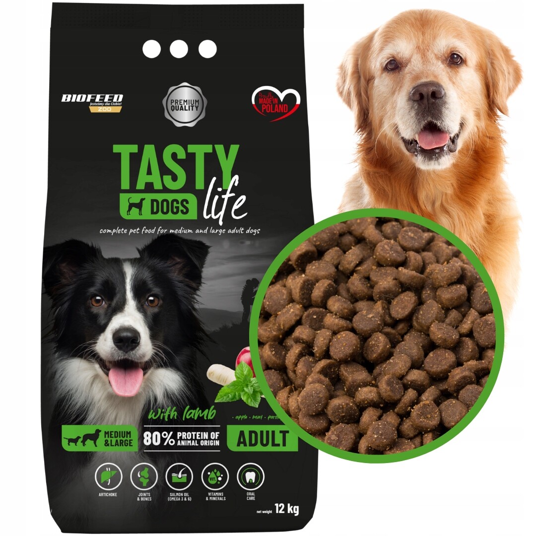 Tasty Dogs Life Krmivo pro psy – středně velké psy – jehněčí 12 kg