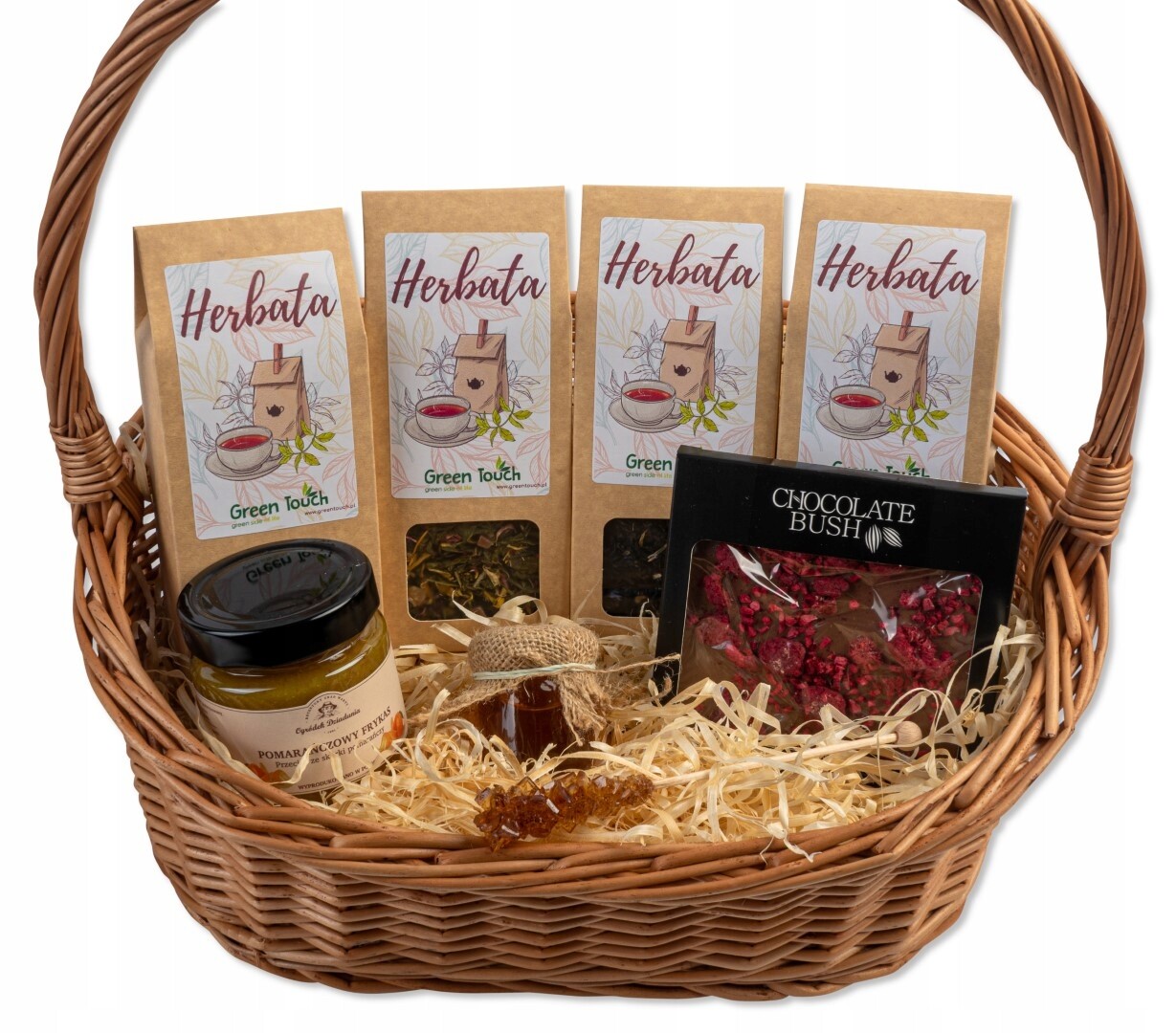 Dárkový koš sada čajů čokoláda s dárkem
