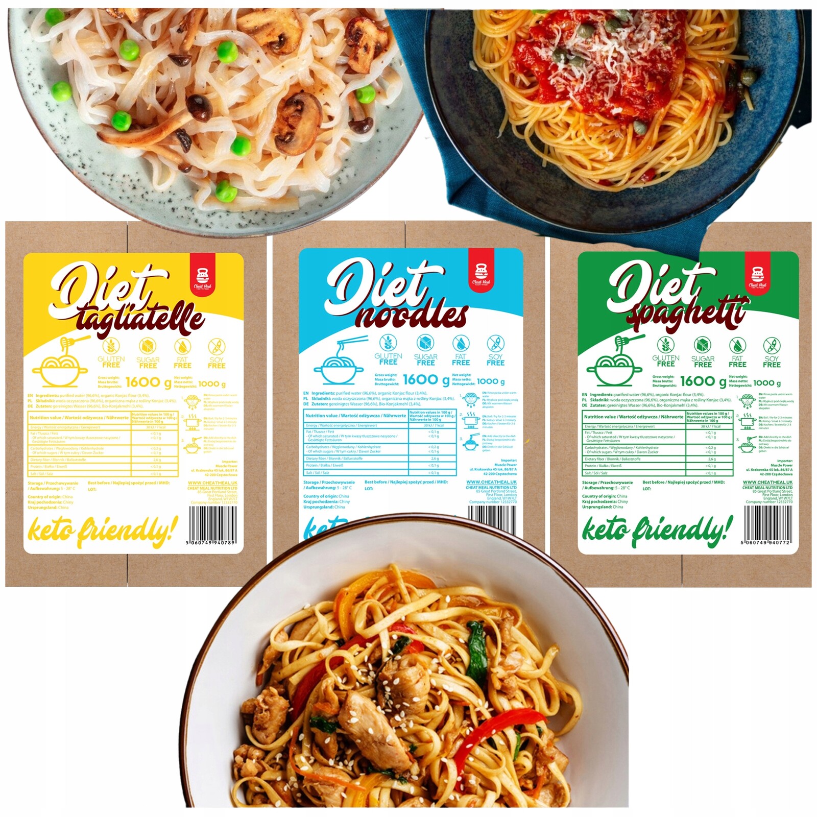 Těstoviny Konjac 3kg keto Vege bezlepková Set vege bio Diet Cheat Meal