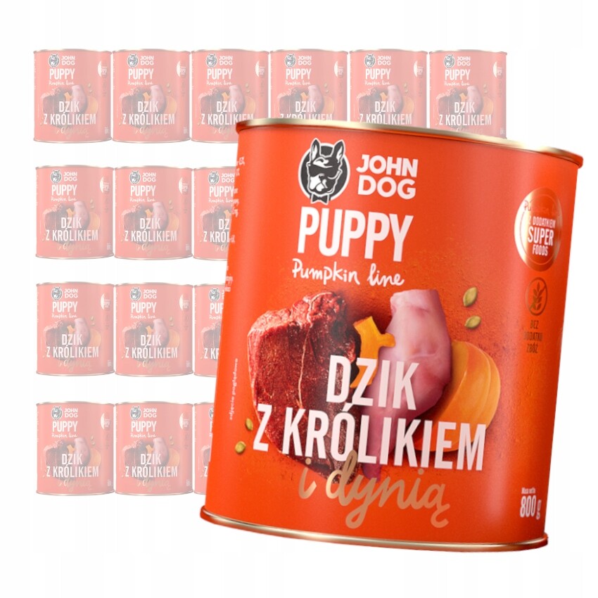 John Dog Puppy Divočák S Králíkem Krmivo Psa 24x800g
