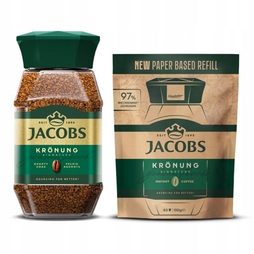 Kawa rozpuszczalna Jacobs Krönung 200g zapas 150g zestaw