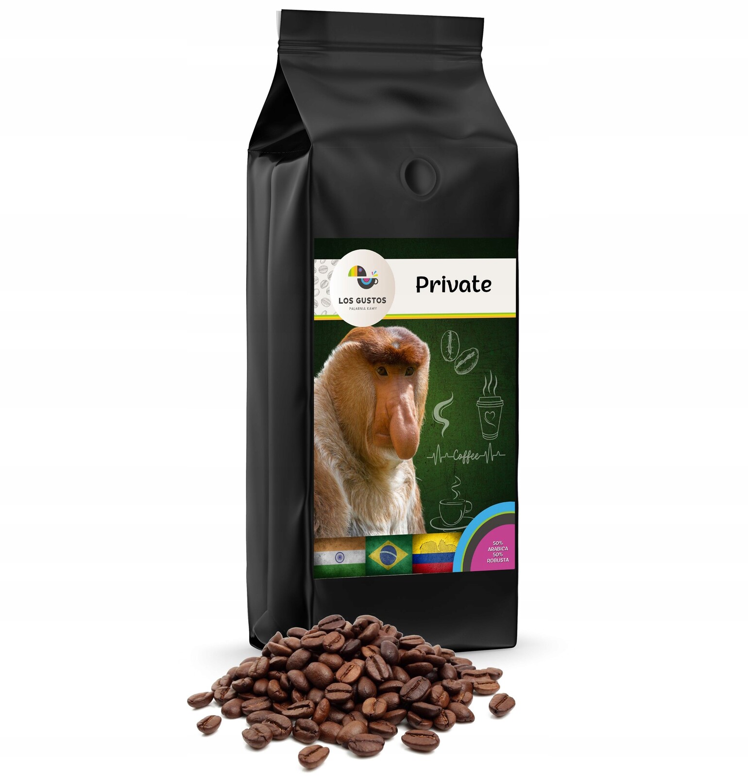 Káva zrnková 1kg Private Čerstvě pražená Los Gustos