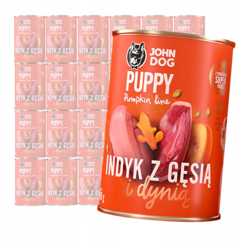 John Dog Krmivo Mokré Pro Štěňata Pumpkin Line Krůta a Husa s Dýní 12x400g