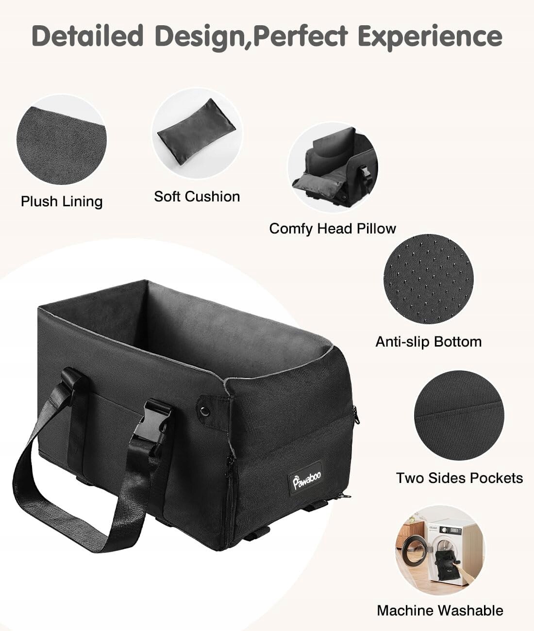 Pawaboo Autosedačka pro malé psy se středovou konzolou Plyš