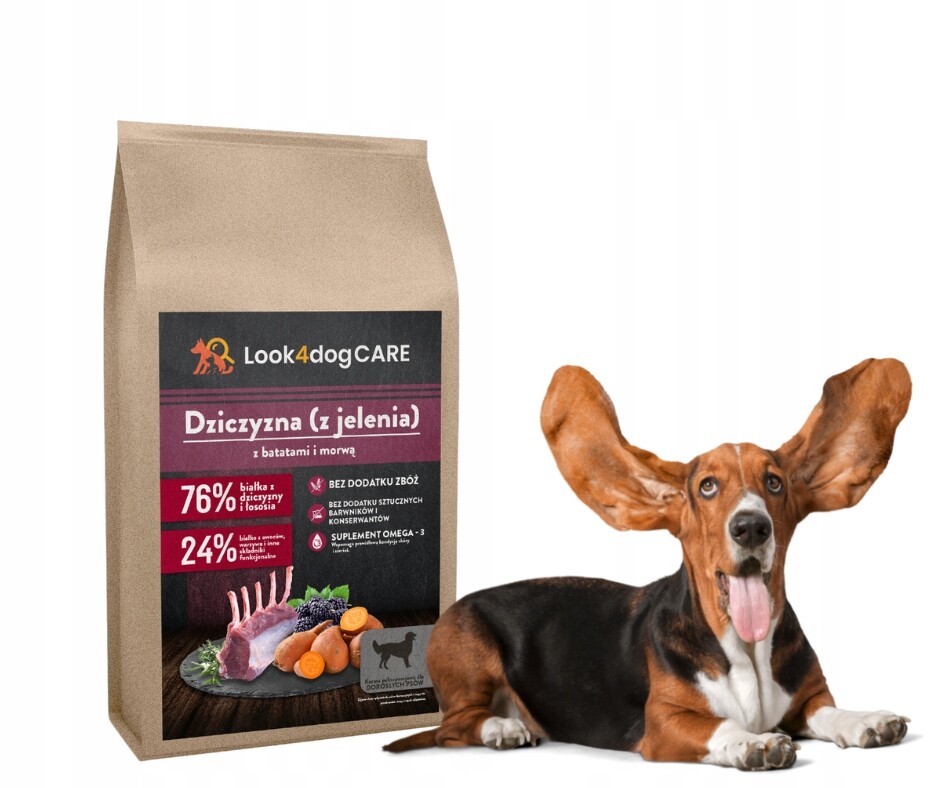 krmivo pro psa Look4dog Care jelen s lososem příchuť bez obilovin a drůbeže 2 kg