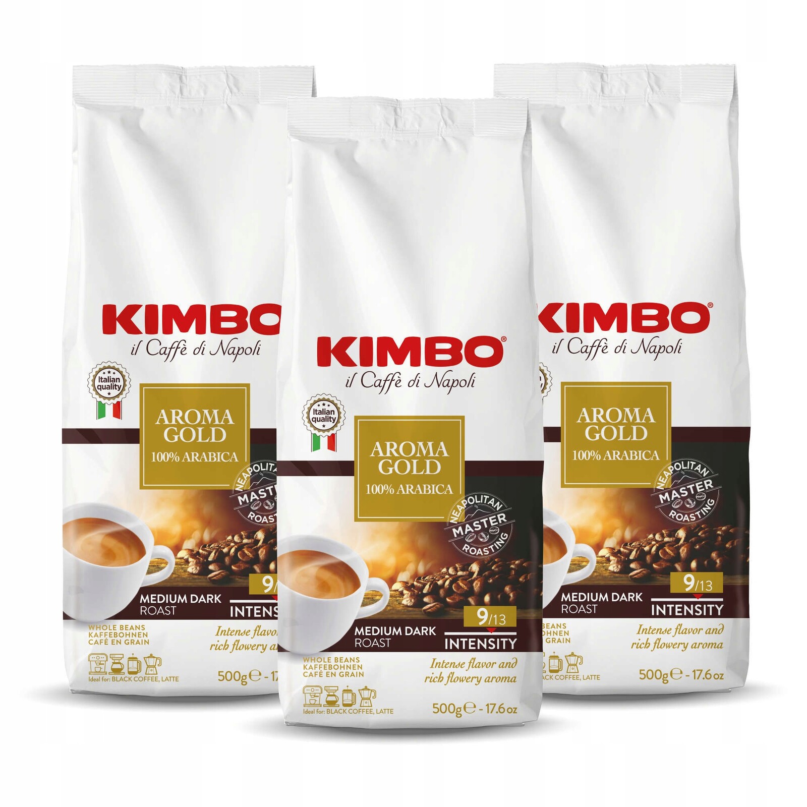 Káva zrnková Kimbo Aroma Gold 3x500g