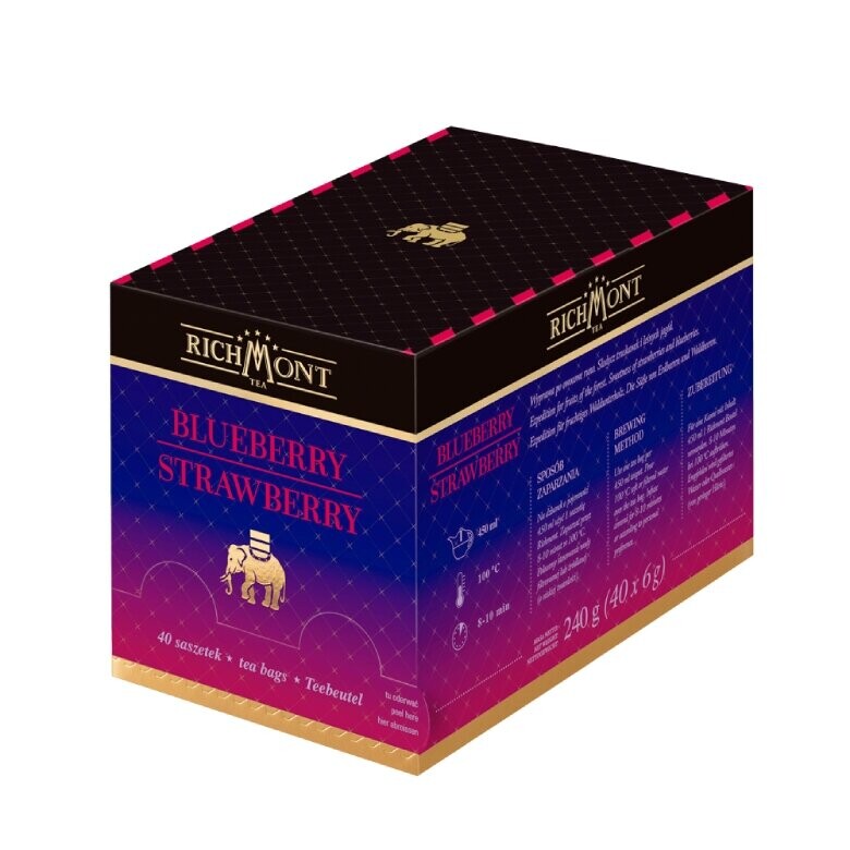Čaj ovocno-bylinný expresní Richmont Blueberry Strawberry 40x6g