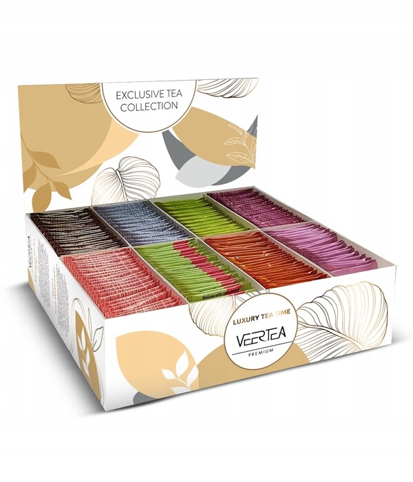 Sada čajů Veertea Exclusive Tea Collection Gold 200 sáčků 8 Příchutí