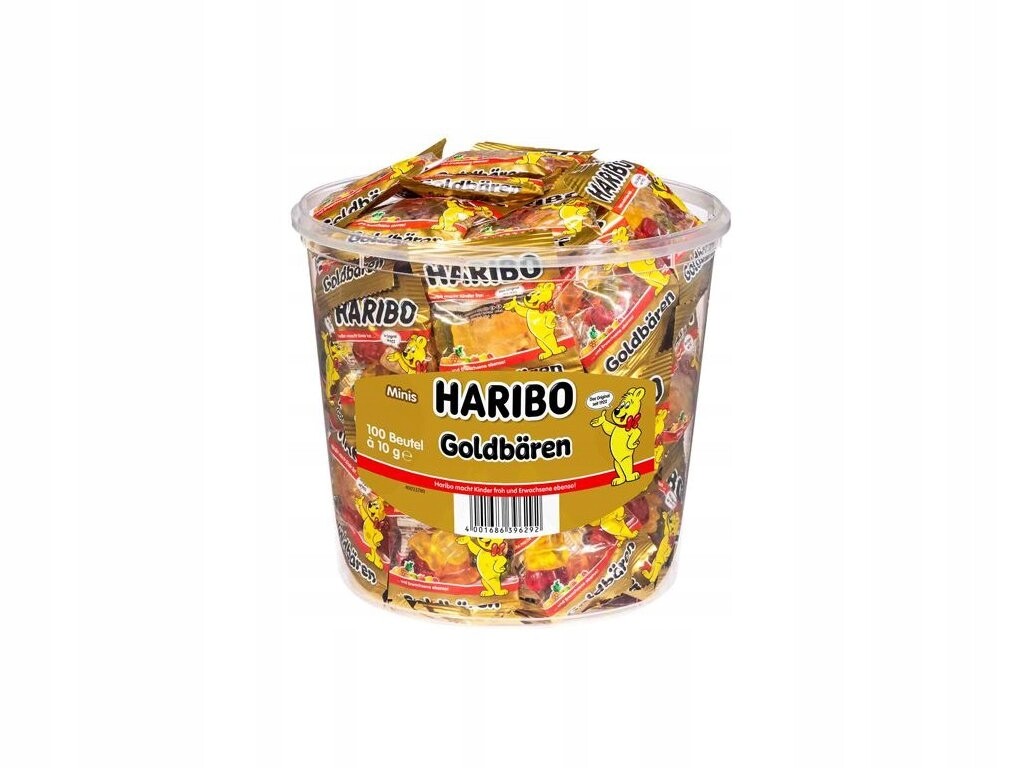 Haribo želé bonbony mini Zlaté Medvídci 10g 100ks hrnek