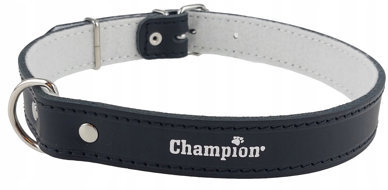 Obojek pro psa Lícová kůže Polský Výrobce Champion 70 cm/3 cm Černý