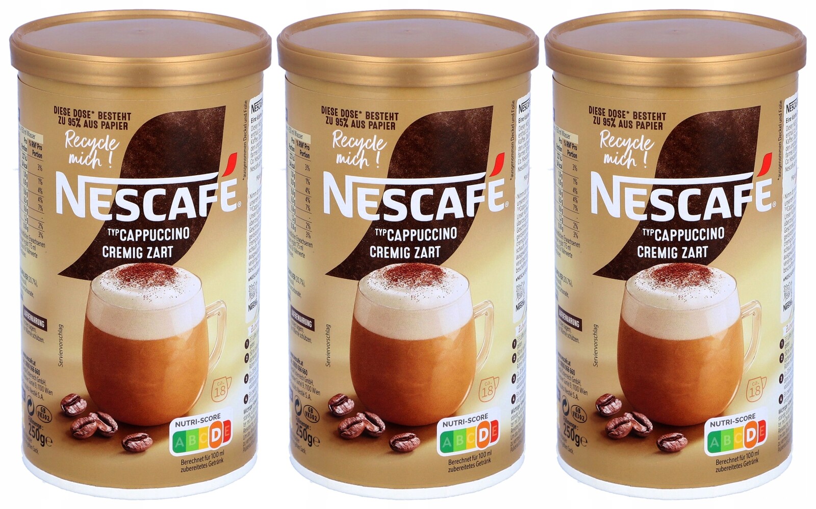 Nescafe Cappuccino krémová káva 3x250g Gold čokoláda De rozpustná Zart